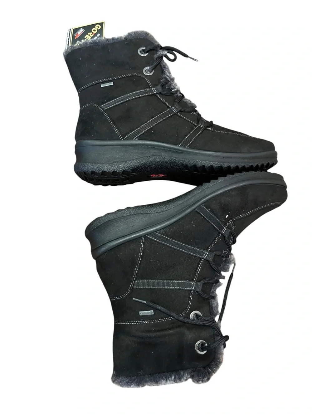 Ara Black Faux-Fur Lace-Up Winter Ankle Boots NWT EUR 39 US 8.5 9